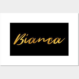 Bianca Name Hand Lettering in Faux Gold Letters Posters and Art